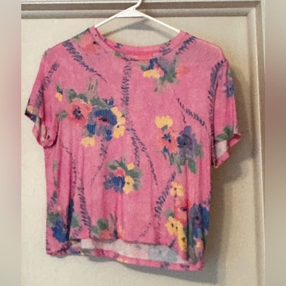 LoveShackFancy Pink Floral Crop Top - Picture 5 of 6